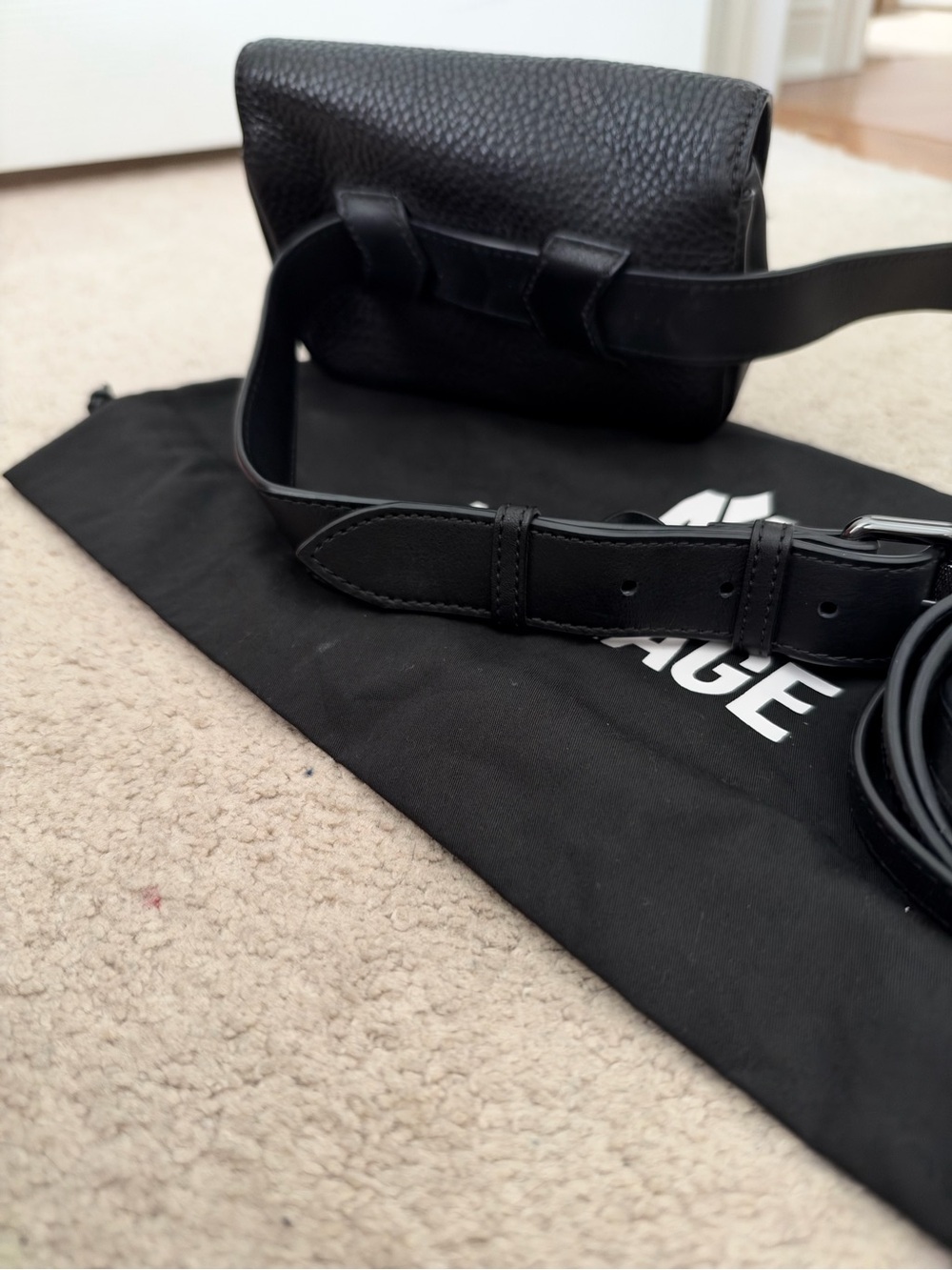 Mackage Black Pebbled Leather Convertible Crossbody Belt Bag - Picture 2 of 3